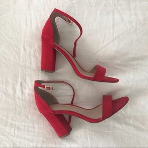 Madden Girl - strappy, red block heel